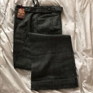 1940's style wide leg herringbone trousers